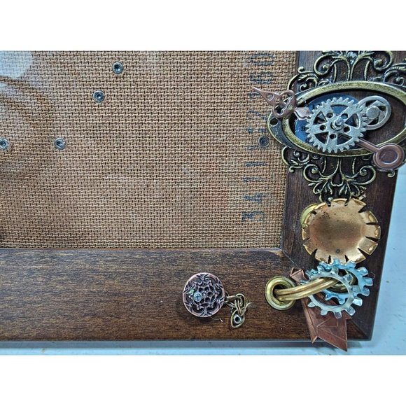 Handmade Steampunk Picture Frame Antique Look 8" X 6" Wood Metal Hanging - Picture 3 of 10